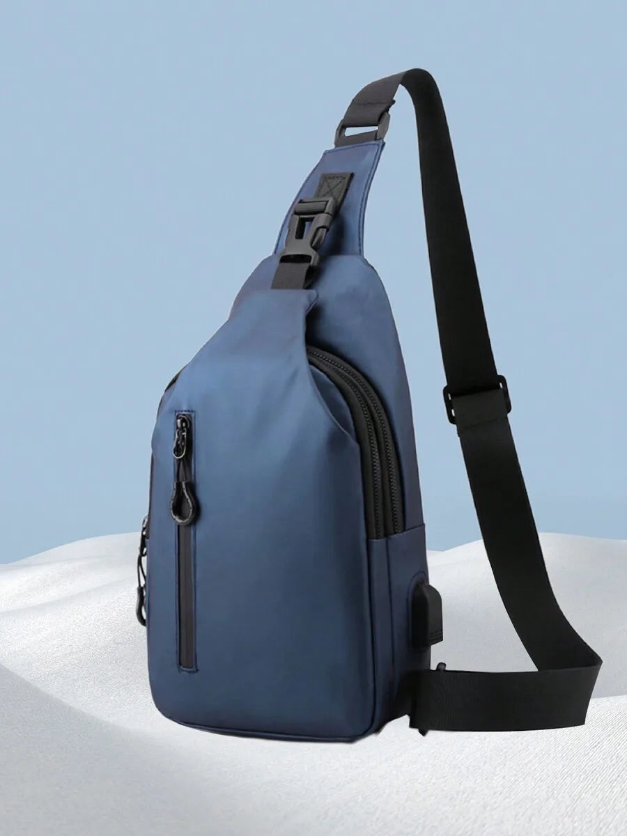 Casual Crossbody Sling Bag For Men And Women, Small Daypack With Zipper Pocket, Adjustable Strap, Fashion Chest Bag With Headphone Cord Slot For Sports, Cycling, Hiking, Running And Business Travel-10