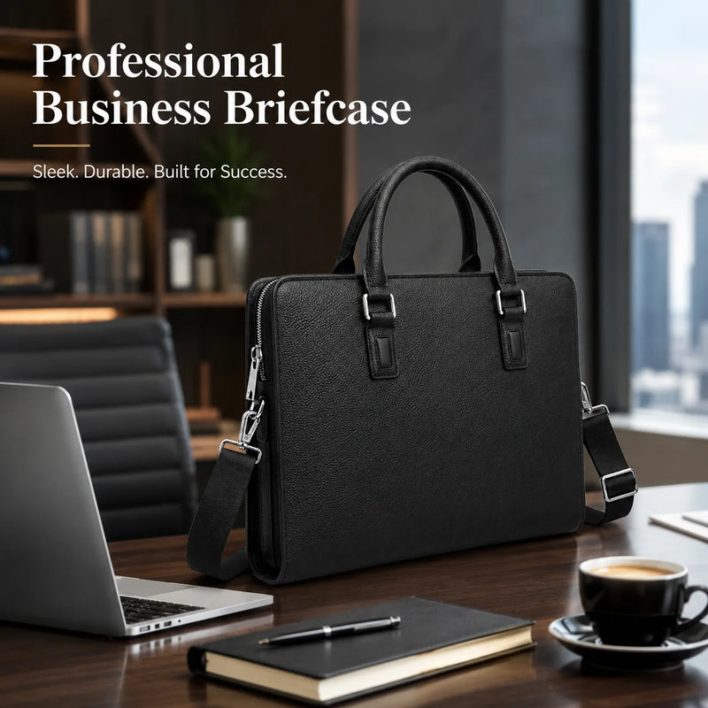 Classic Mens Top Handle Bags Luxury Business Black Briefcase for Men Daily Office Work Handbags Genuine Leather Travel Messenger Bags-5