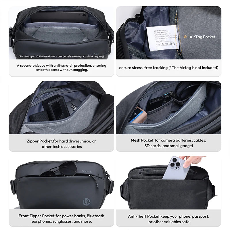Ulanzi PB038 Travel Sling Bag V2 Compact Photography Chest Bag Waterproof Lightweight Carry Casual Bag for Camera Photography-4
