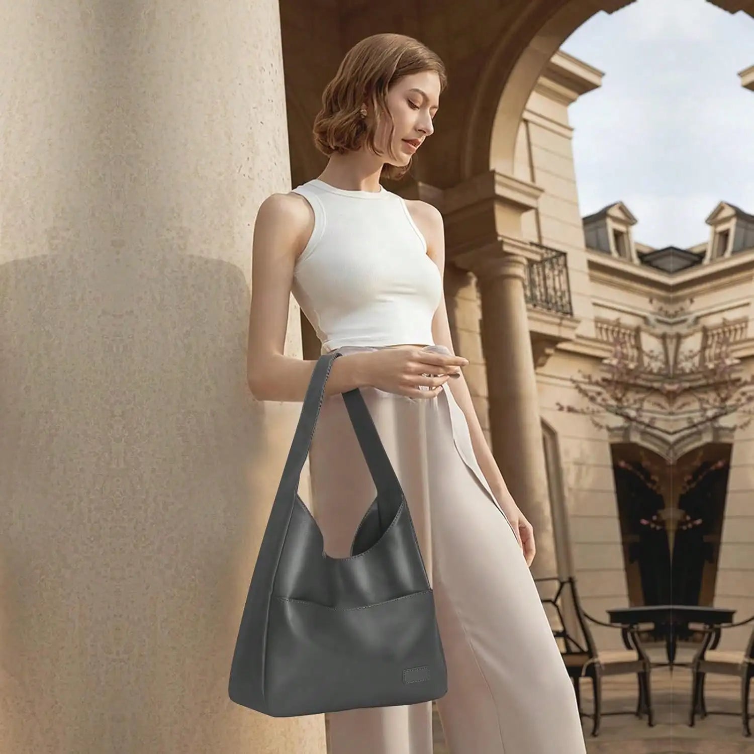 Hobo Bags For Women Leather Tote Bag Vegan Leather Shoulder Hand Bag Hobo Purse Tote Bags Large Soft Shoulder Bag-10