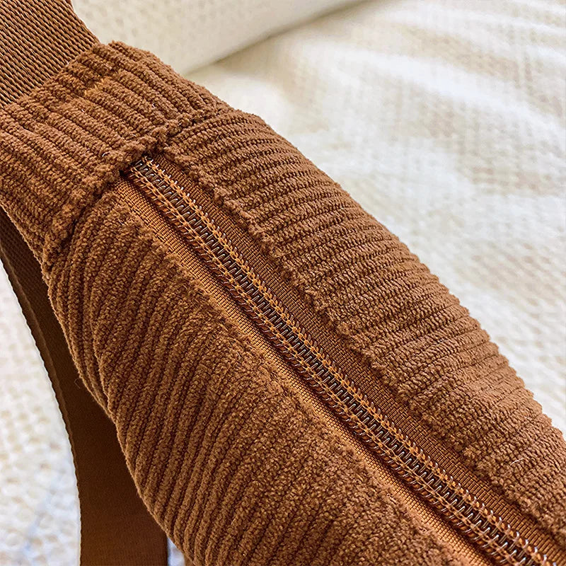 Solid Color Corduroy Women's Hobos Shoulder Bag Retro Casual Female Crossbody Bags Ladies Daily Travel Handbags Messenger Bag-9