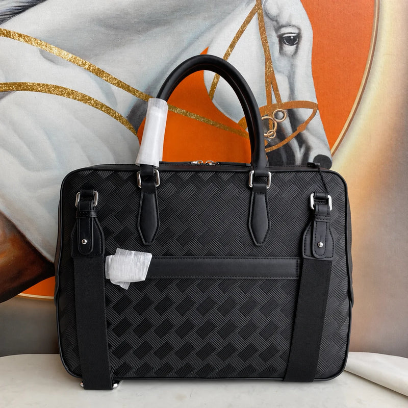 Luxury Leather Mens Top Handle Bags Classic Business Briefcase for Men Daily Office Work Handbags Embossed Leather Travel Messenger Bags-2