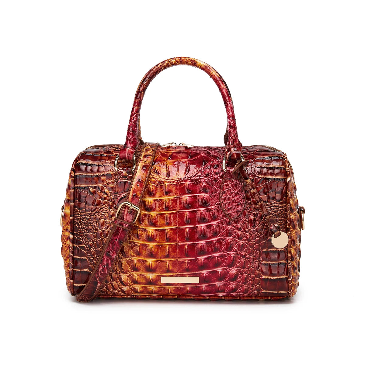 Gradient Embossed Duffle Bag Top-Handle Satchel with Detachable Strap, Casual Boston Style Crossbody Bag for Travel, Daily Commute, Weekend Getaway, Lightweight Multi-Purpose Tote Bag for Women Outdoor Activities-21