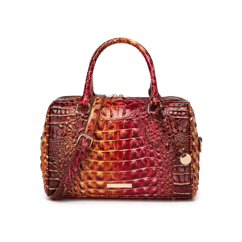 Gradient Embossed Duffle Bag Top-Handle Satchel with Detachable Strap, Casual Boston Style Crossbody Bag for Travel, Daily Commute, Weekend Getaway, Lightweight Multi-Purpose Tote Bag for Women Outdoor Activities-21