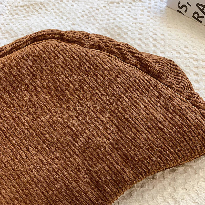 Solid Color Corduroy Women's Hobos Shoulder Bag Retro Casual Female Crossbody Bags Ladies Daily Travel Handbags Messenger Bag-13