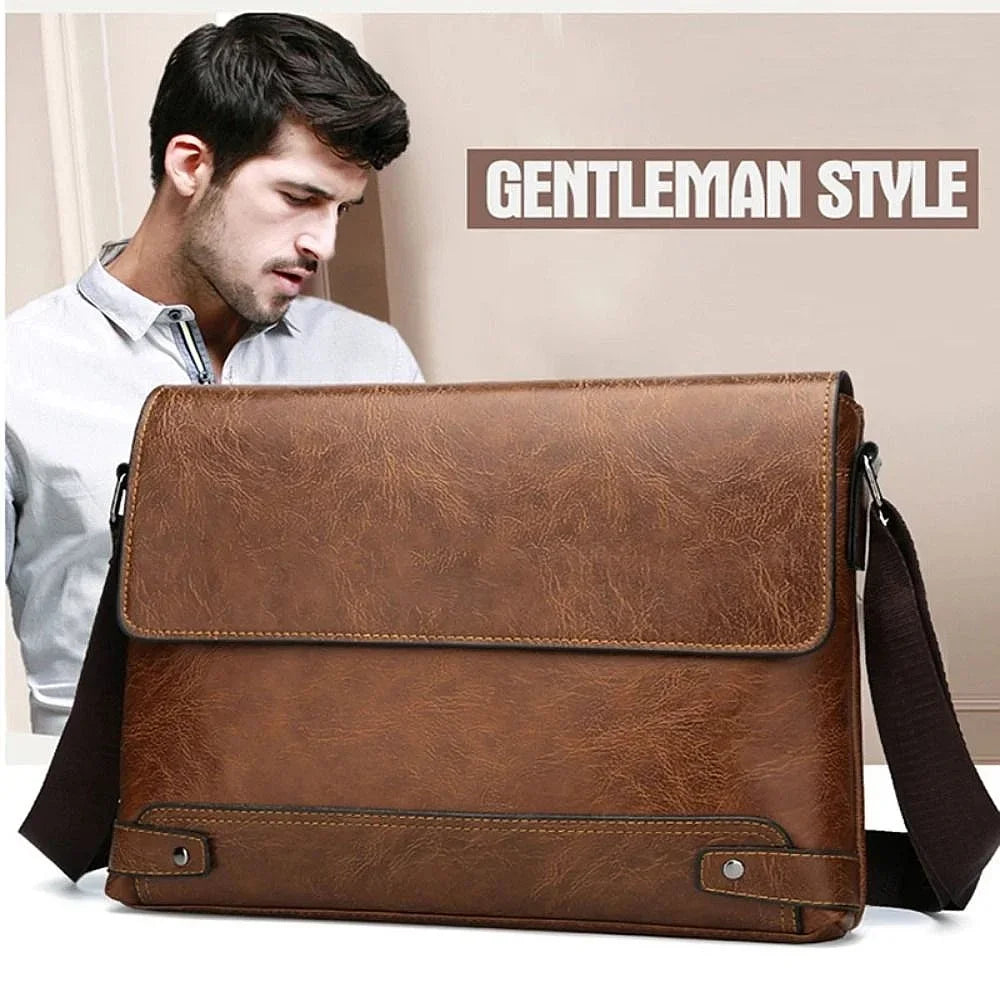 Men PU Leather Briefcase Laptop Tote Bag Business Work Messenger Crossbody Shoulder Commuting Executive Designer Boston Bag-10