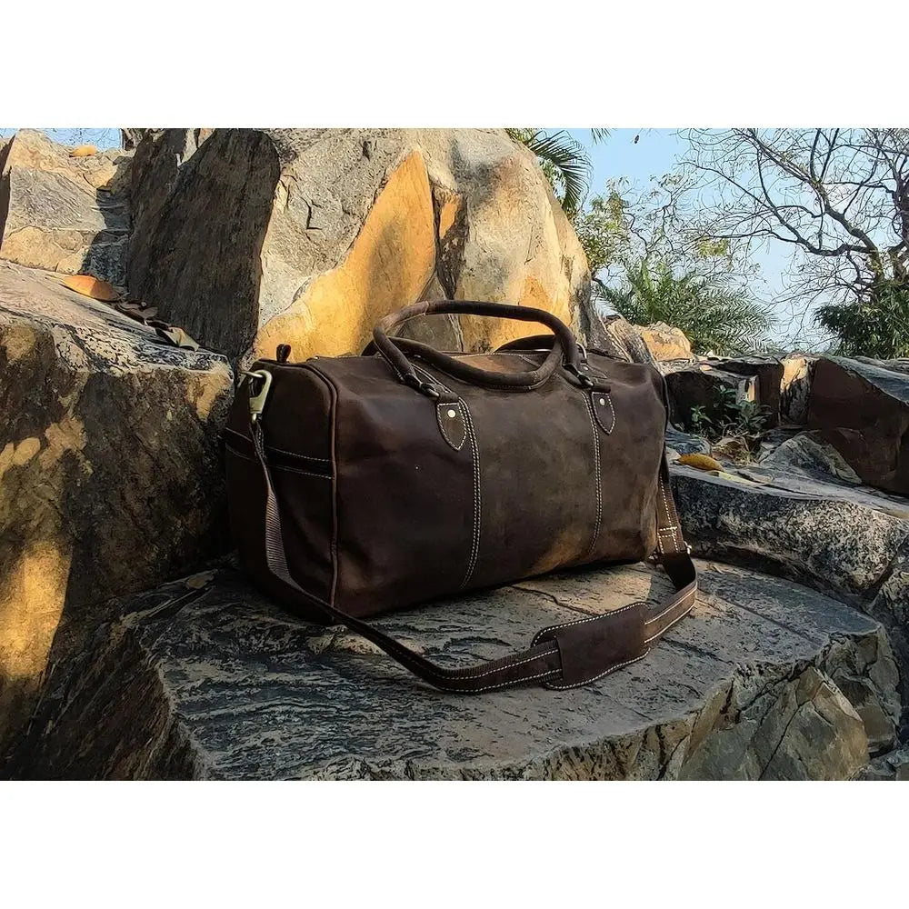 Unisex Vintage Leather Weekend Travel & Gym Duffel Bag-3