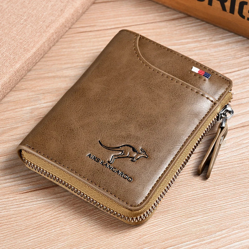 Flash sale Mens Wallet Leather Business Card Holder Zipper Purse Luxury Wallets for Men RFID Protection Purses Carteira Masculina Luxury