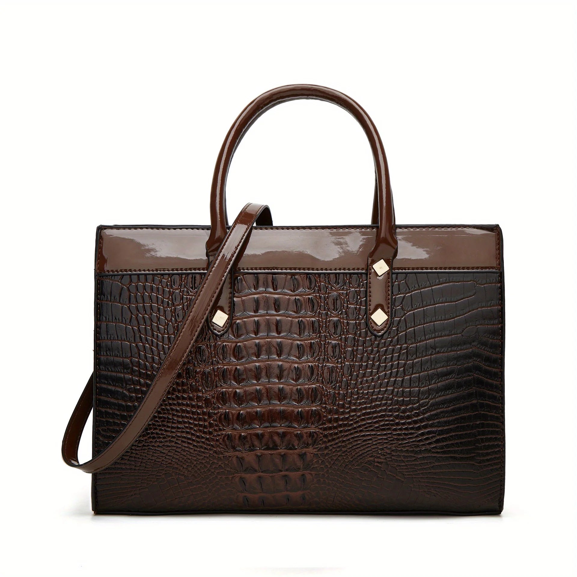 Pu Leather Crocodile Pattern Women's Fashion Bag Set Shoulder Bag Larger Capacity Tote with Multiple Compartments Crossbody Handbag Clutch Purse-10
