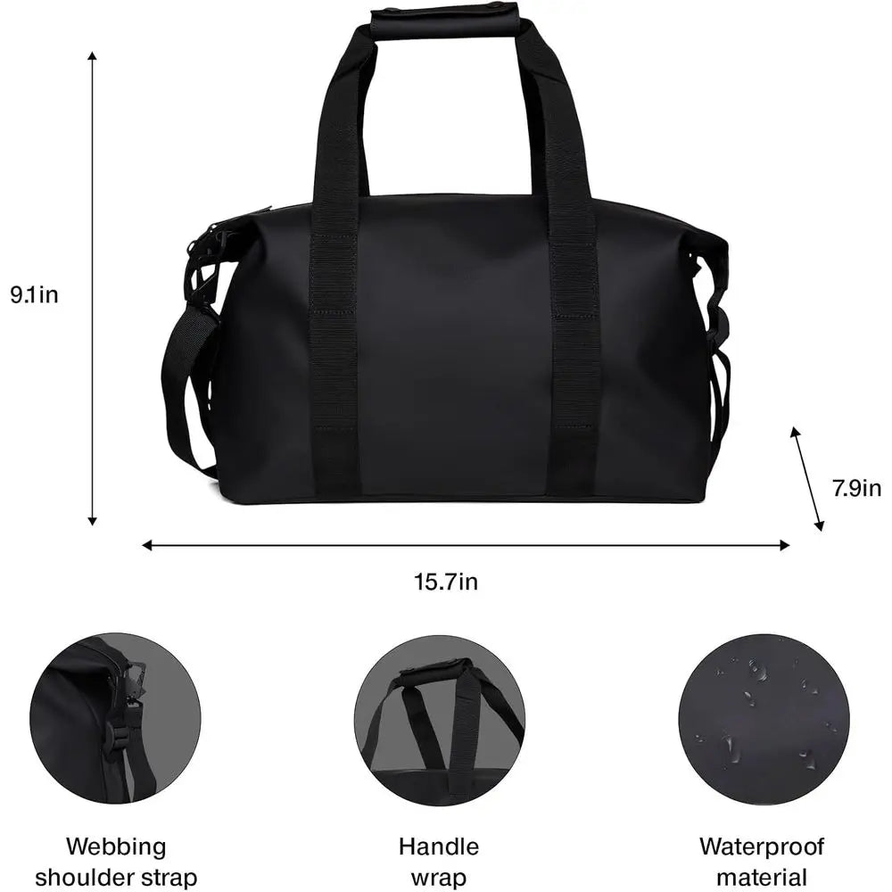 Compact Waterproof Travel Bag for Gym, Duffel, Carry-On, and Overnight Use (Black, Small)-9