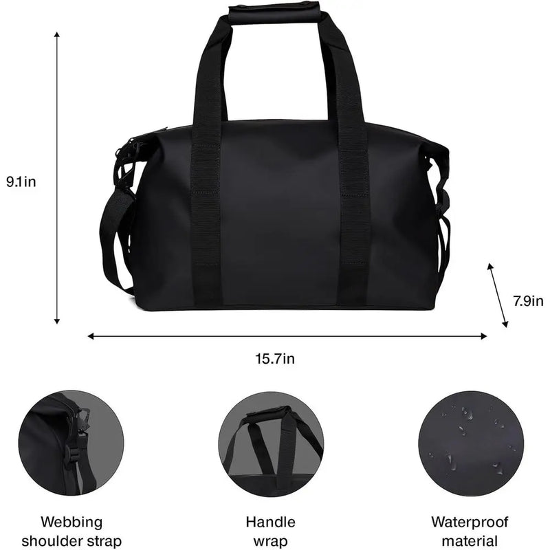 Compact Waterproof Travel Bag for Gym, Duffel, Carry-On, and Overnight Use (Black, Small)-9