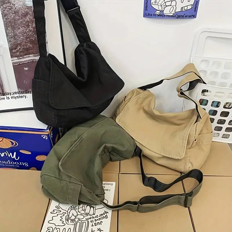Women's Messenger Bag Vintage Handbag Canvas Teenager Shoulder Tote Bags Casual Handbag Crossbody Handbags-5