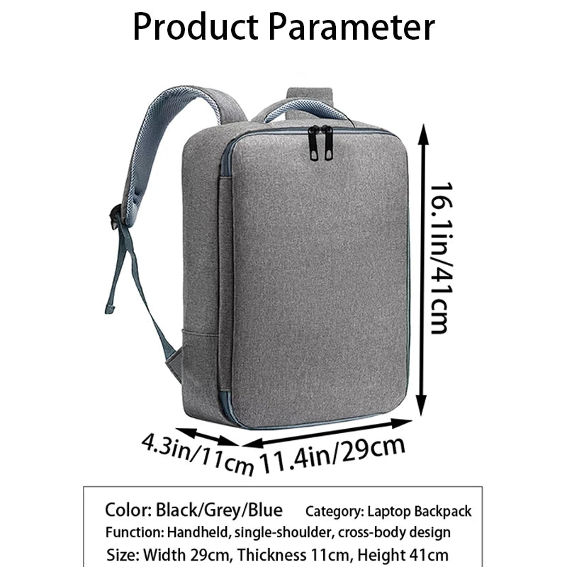 Ergonomic Laptop Backpack 14-17 Inch Notebook Daypack Office Daily Breathable Multi Pocket Lightweight Storage Bag-3
