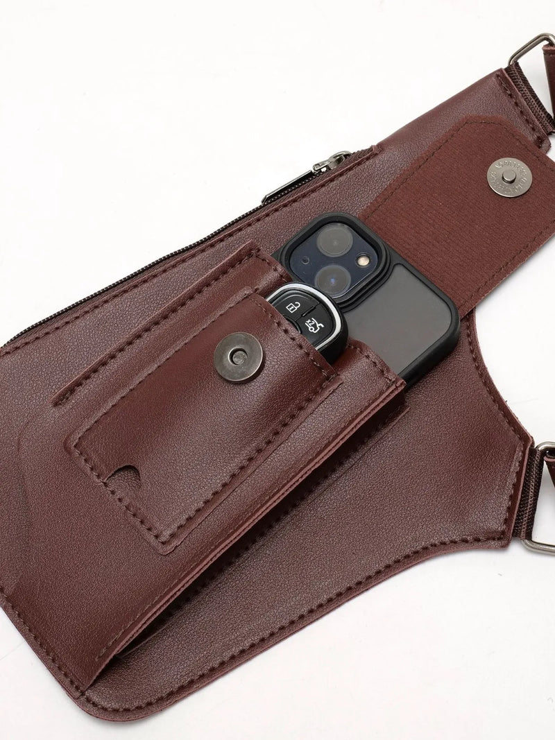 Double Shoulder Strap Tactical Fishing Bag Waterproof PU Multi-Pocket Outdoor Anti-Theft Crossbody Bag Multi-Purpose-9