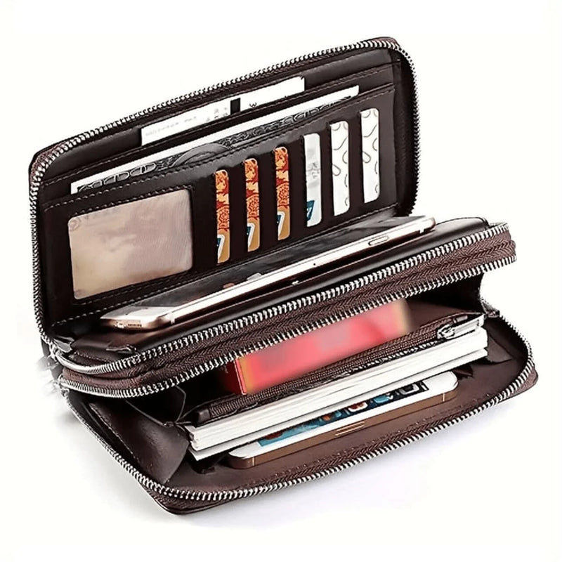 Men Long Wallet PU Leather Clutch, Large Business Purse, Portable Phone Card Holder, Practical Gift For Male Family & Friends-13