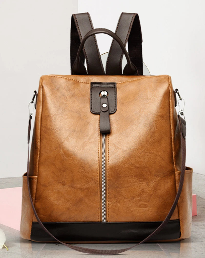 Backpack Large Capacity Anti-theft PU Leather Adjustable Straps Travel Work Women Elegant Luxury Fashion-16