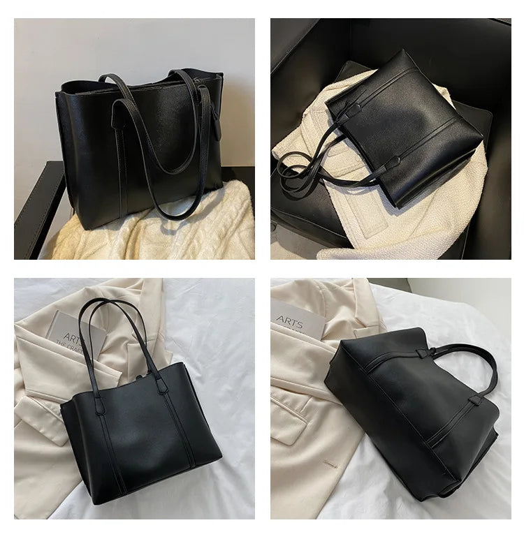 Large Capacity Women's Bag, New Soft Leather Tote Bag, Casual and Versatile Single Shoulder Bags for Woman Korean Style Handbags-15