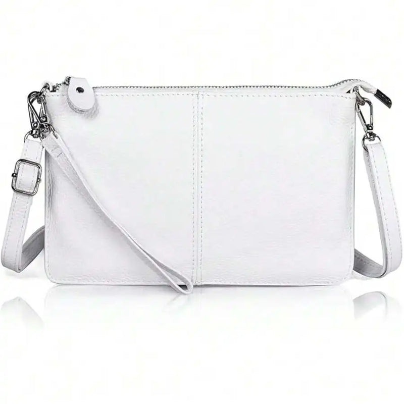 Genuine Leather Wristlet Clutch Wallet Purses Small Crossbody Bags Shoulder Handbag For Women, Silvery Zipper-9