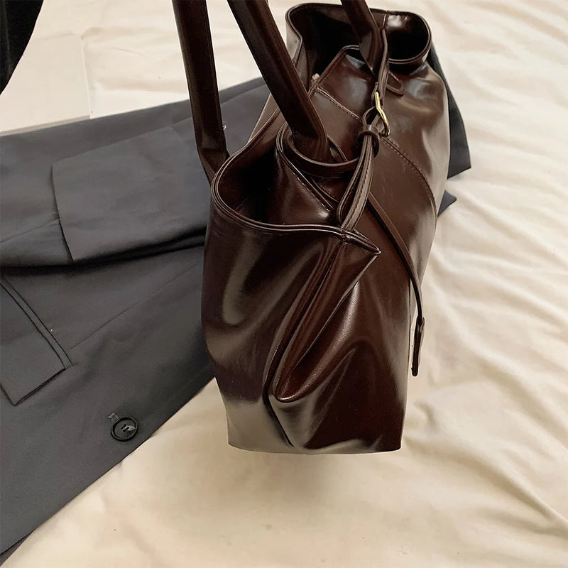 PU Leather Hobo Handbag Slouchy Top Handle Bag Fashion Work Bags Large Satchel Bag for Women Work Shopping Travel-2