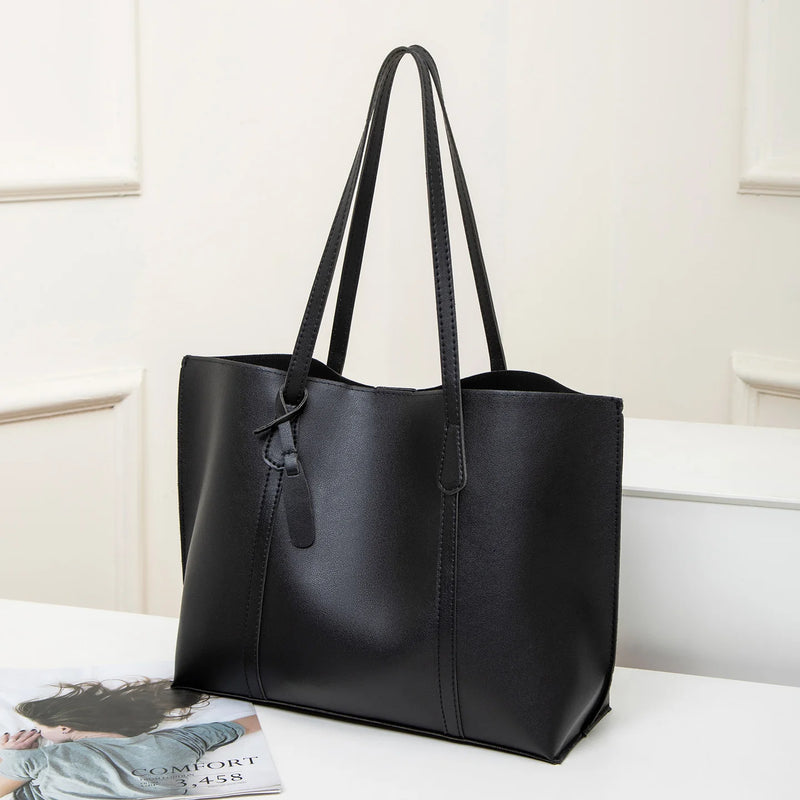 Tote Bag Solid Plain Lightweight Large Capacity PU Leather Shoulder Handbag Portable Travel Daily Women-4