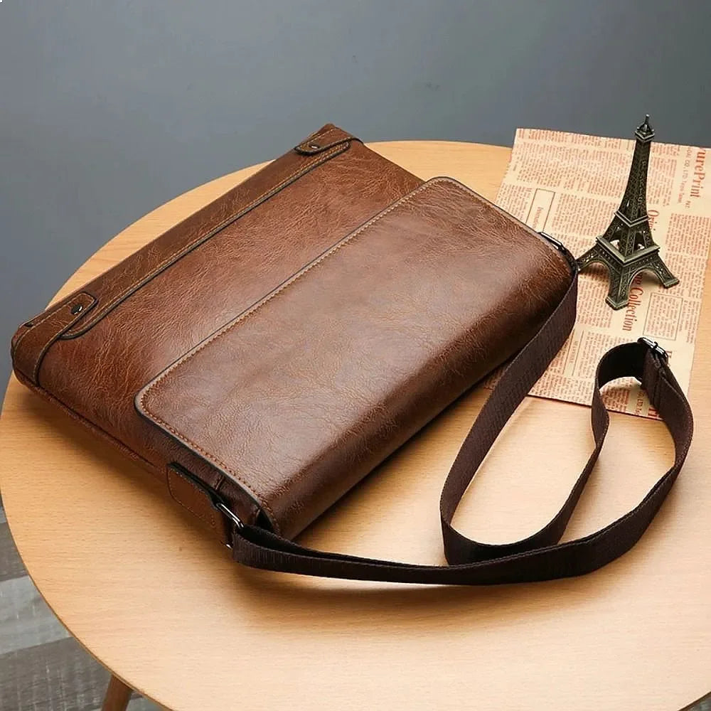 Men PU Leather Briefcase Laptop Tote Bag Business Work Messenger Crossbody Shoulder Commuting Executive Designer Boston Bag-9