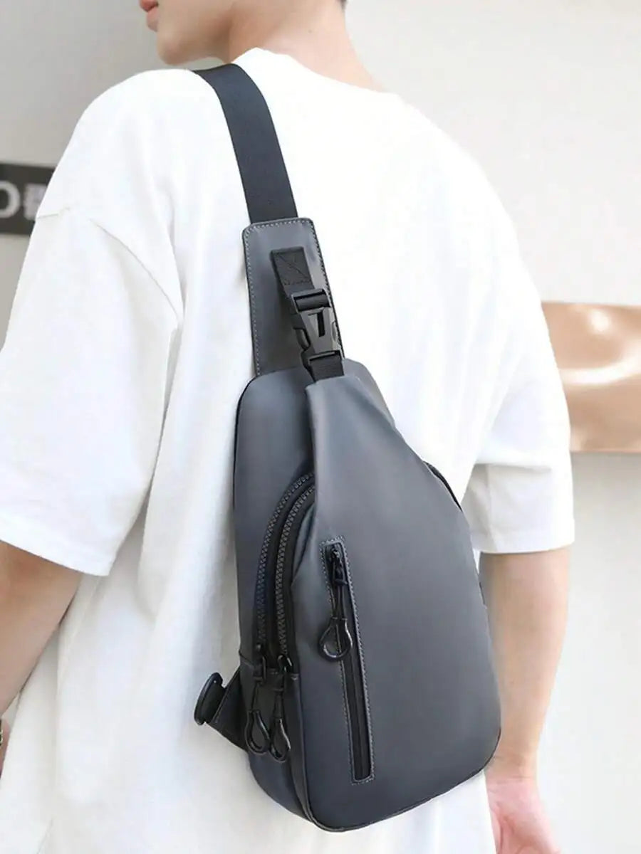 Casual Crossbody Sling Bag For Men And Women, Small Daypack With Zipper Pocket, Adjustable Strap, Fashion Chest Bag With Headphone Cord Slot For Sports, Cycling, Hiking, Running And Business Travel-33