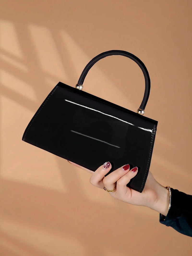 Red Patent Leather Flap Handbag For Evening Party Business Occasion-5