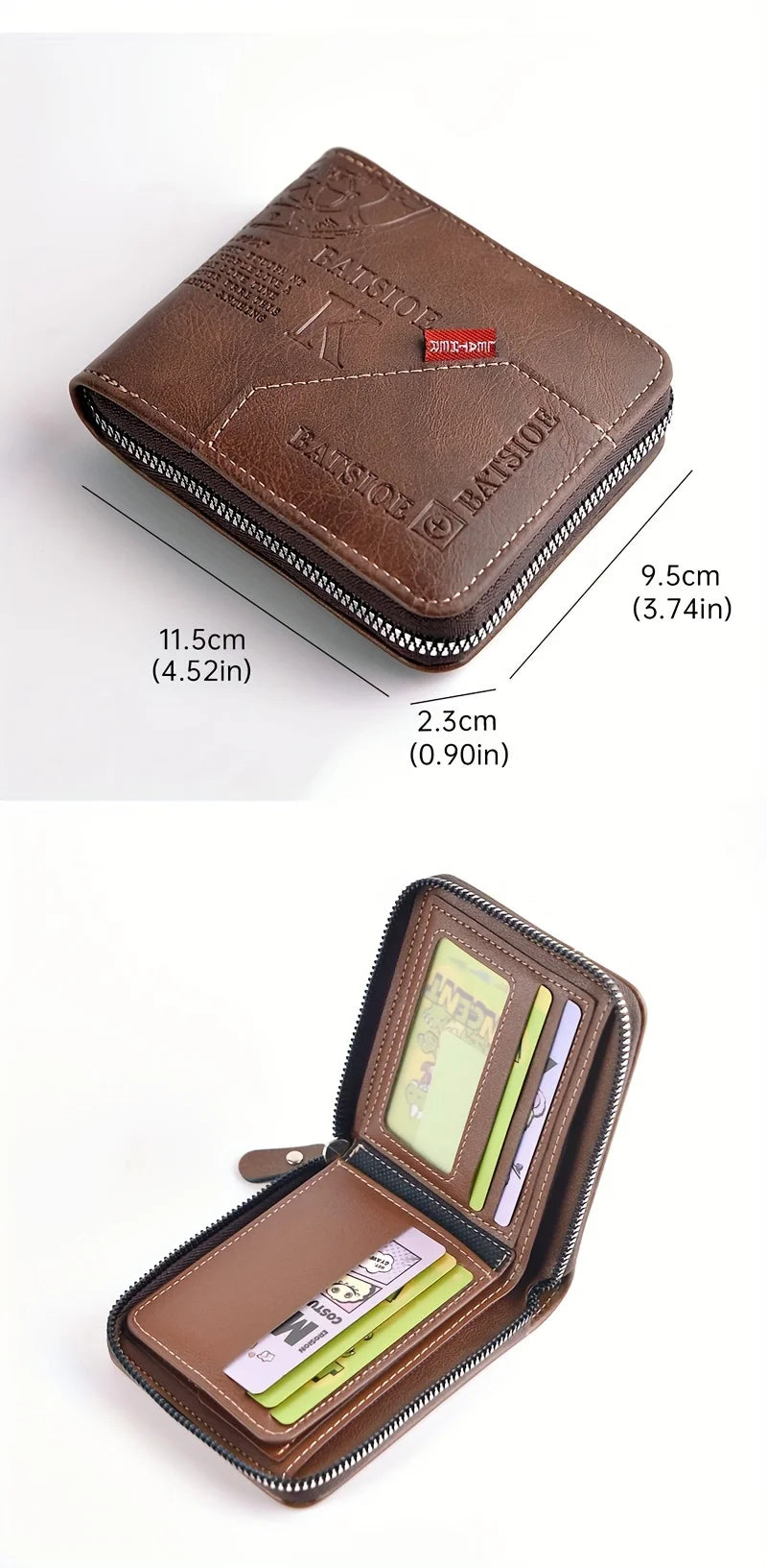 Men's Wallet Made of PU Wax Oil Skin Purse for Men Coin Purse Short Male Card Holder Wallets Zipper Around Money Coin Purse-7
