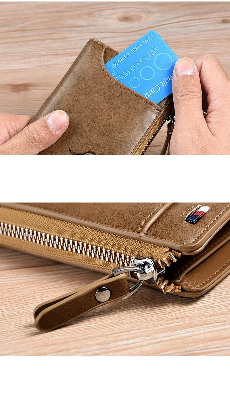 Flash sale Business Card Holder Zipper Purse Luxury Wallets for Men RFID Protection Purses Carteira Masculina Luxury-20