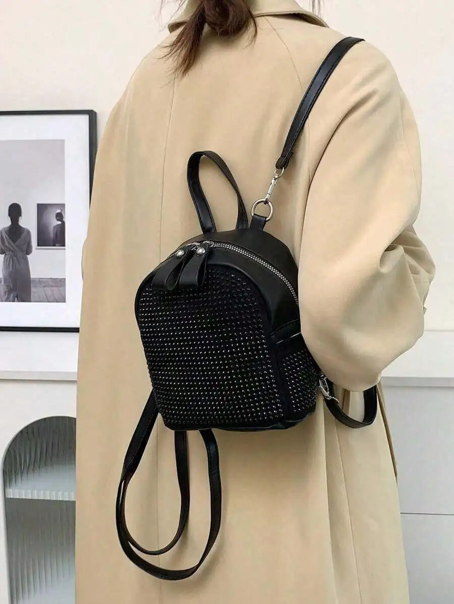 Womens Mini Backpack Fashionable Bucket Style Versatile PU Leather Bag