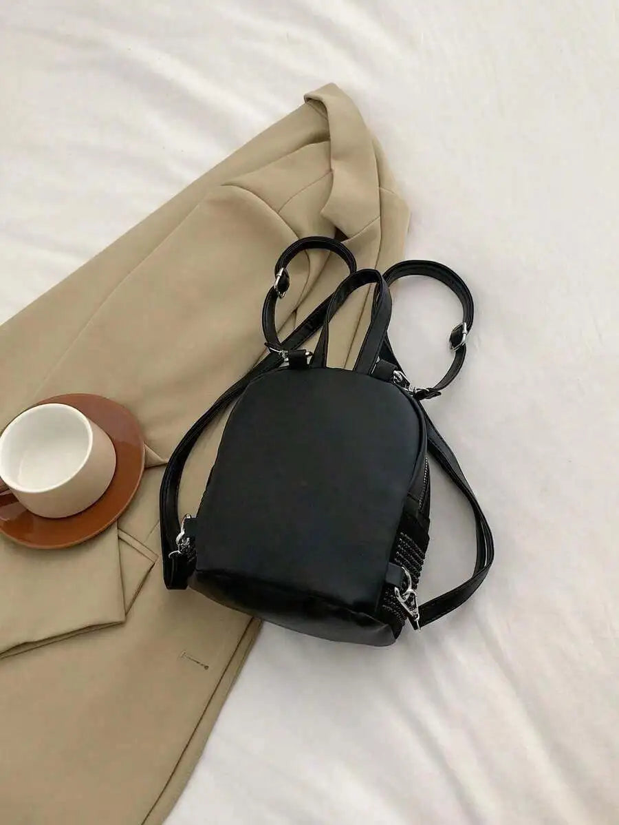 Womens Mini Backpack Fashionable Bucket Style Versatile PU Leather Bag-1