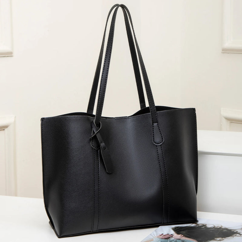 Tote Bag Solid Plain Lightweight Large Capacity PU Leather Shoulder Handbag Portable Travel Daily Women-30