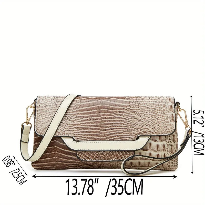 Pu Leather Crocodile Pattern Women's Fashion Bag Set Shoulder Bag Larger Capacity Tote with Multiple Compartments Crossbody Handbag Clutch Purse-5