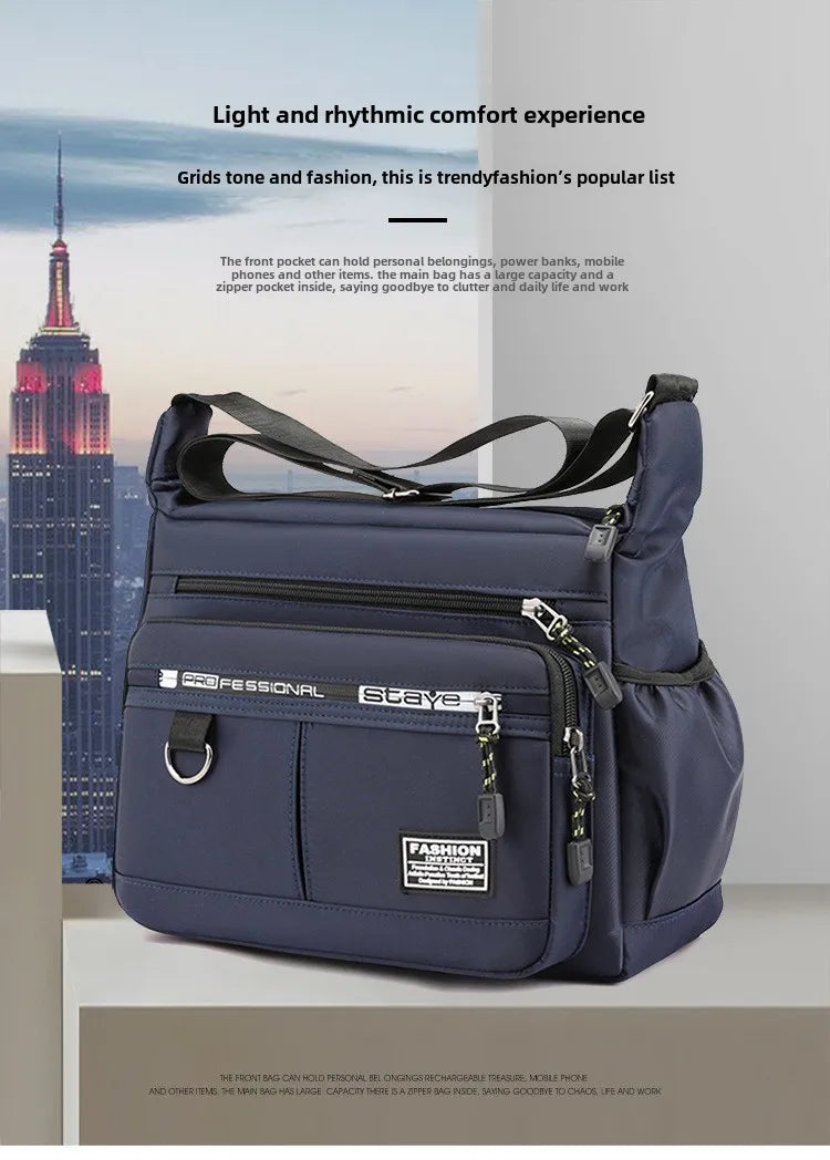 Design Oxford Shoulder Bag Large Capacity Men's Casual Multi-layer Pocket Fashion Single Shoulder Crossbody Luxury Messenger Bag-8
