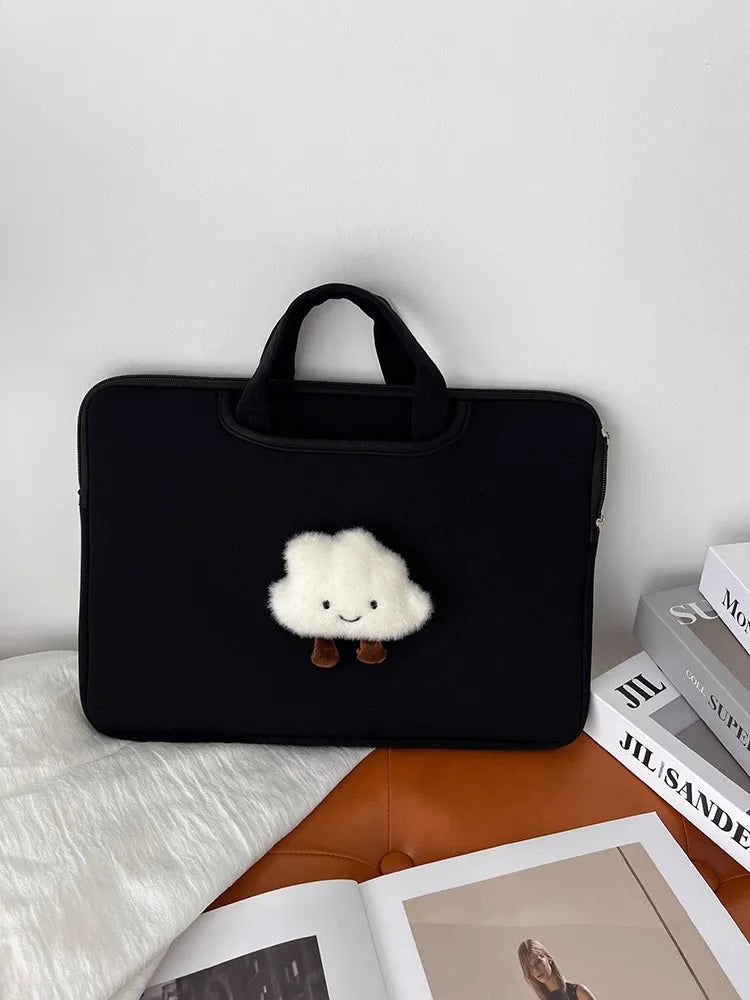 Ins Style Black Laptop Briefcase 11-16 Inch Notebook Handbag Women Daily Portable Macbook Samsung Huawei Carry Bag-11