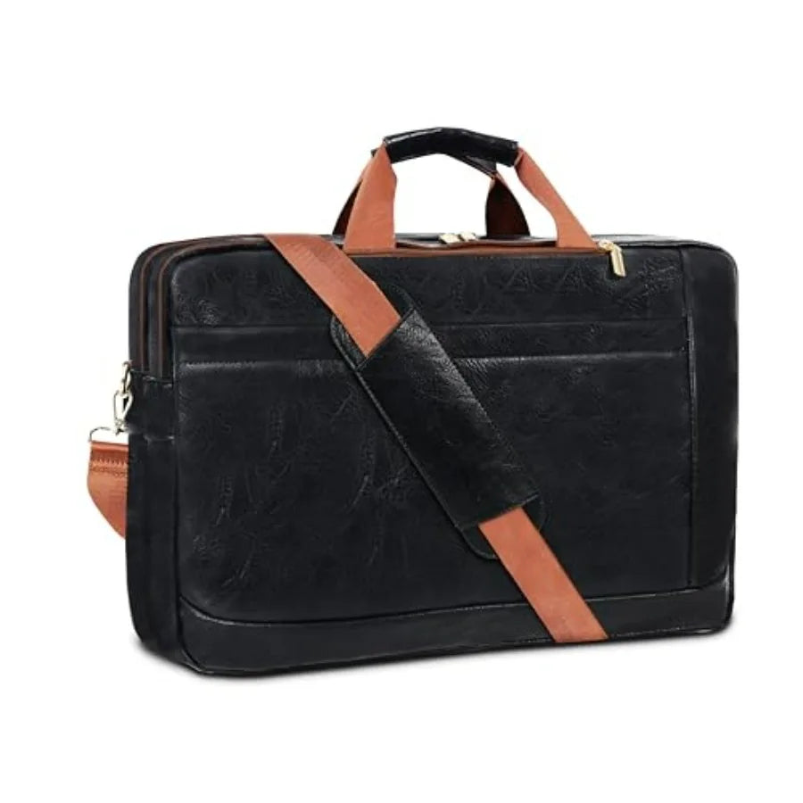 Faux Leather Messenger Bag for Men 17-17.3 Inch Leather Mens Laptop Bag Leather Briefcasen Convertible Backpack 3 in 1 Comter H-18