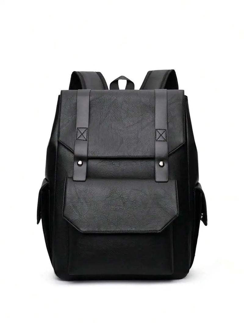 Mens PU Leather Backpack Dual Compartment Water Resistant Large Capacity Business Travel Laptop Bag-7