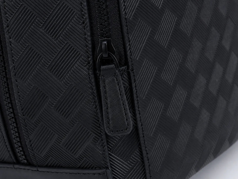 Luxury Designer Men Medium Backpack Genuine Leather 14 Laptop Bag Woven Texture Travel Rucksack Business Daypack Classic Black-11