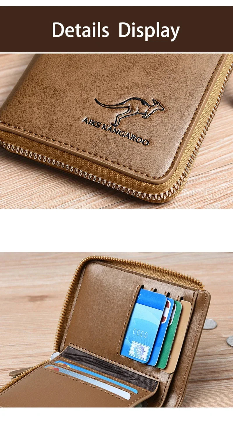 Flash sale Business Card Holder Zipper Purse Luxury Wallets for Men RFID Protection Purses Carteira Masculina Luxury-19