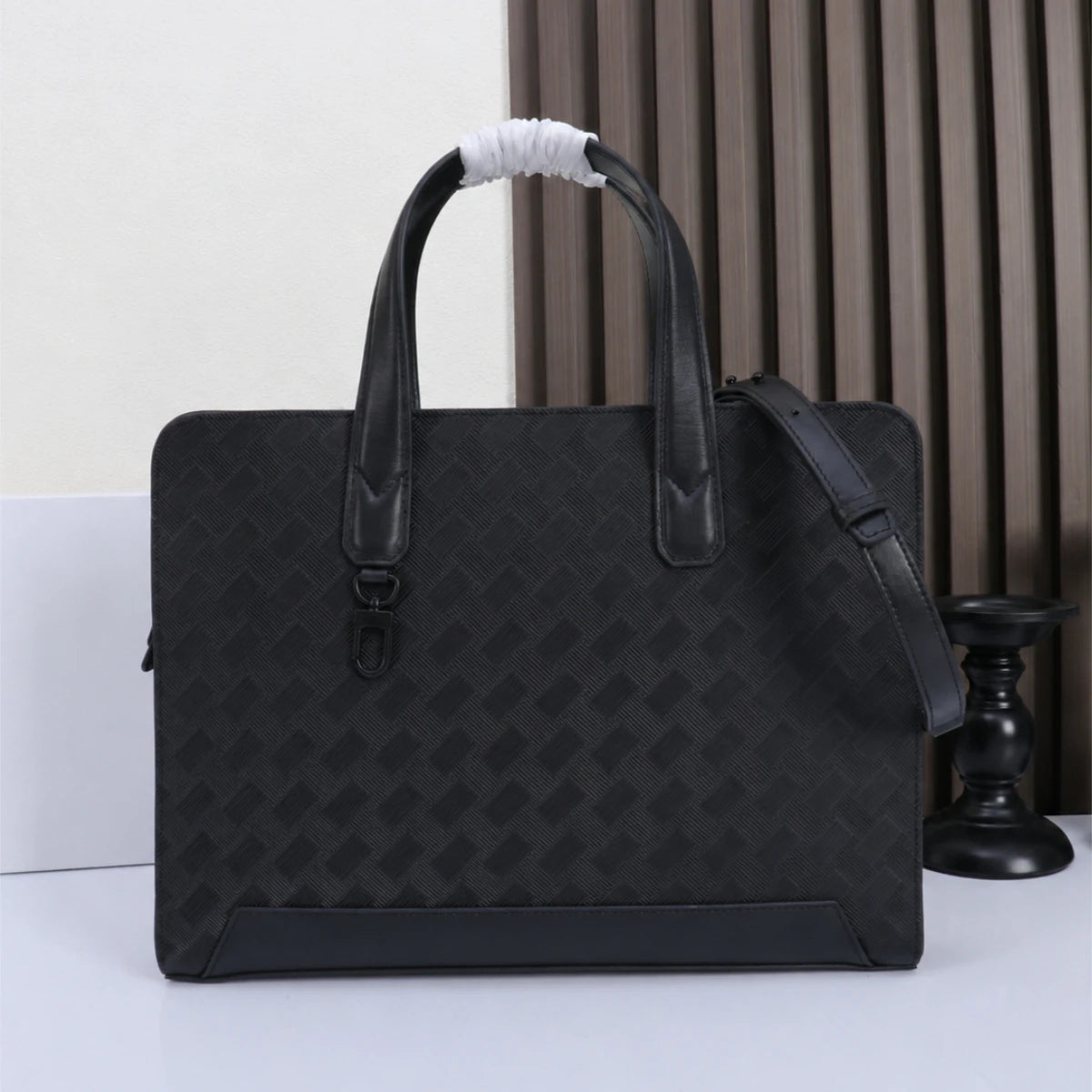Men's Top-Handle Bags Luxury Designer Briefcase Genuine Leather Laptop Messenger Bag Slim Woven Crossbody Document Portfolio Male Office Handbag-1