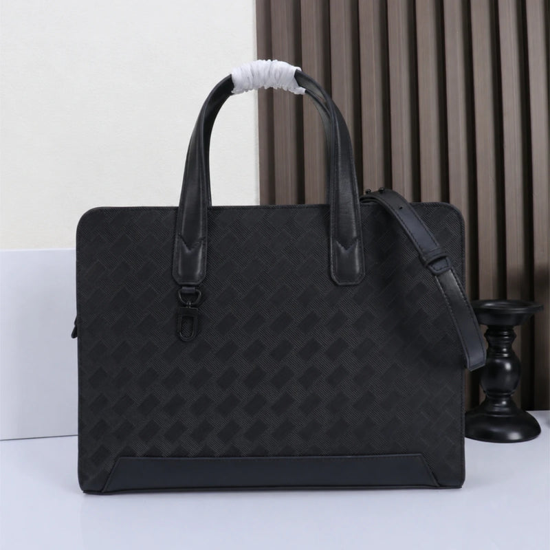 Men's Top-Handle Bags Luxury Designer Briefcase Genuine Leather Laptop Messenger Bag Slim Woven Crossbody Document Portfolio Male Office Handbag-1
