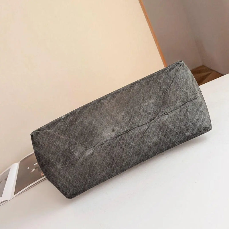 Black large tote bag with thin leather top handles, open-top design shoulder bag.-4