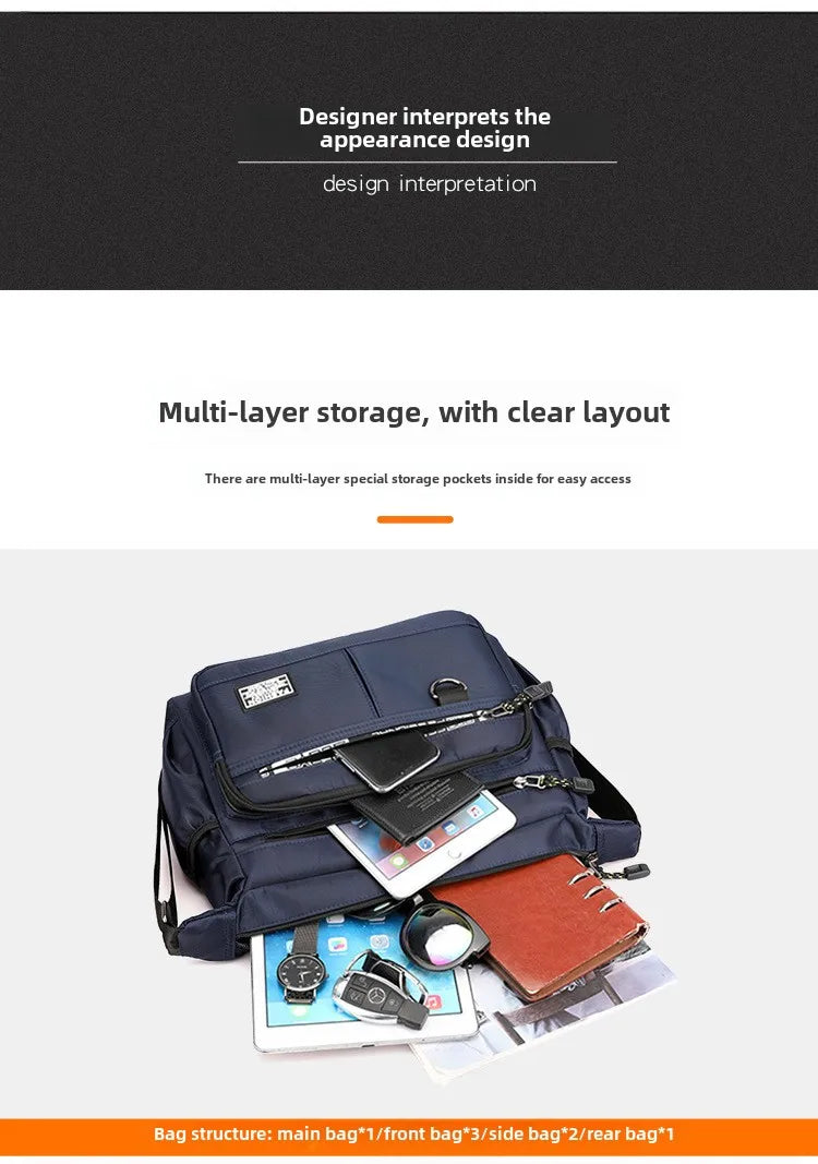 Design Oxford Shoulder Bag Large Capacity Men's Casual Multi-layer Pocket Fashion Single Shoulder Crossbody Luxury Messenger Bag-12