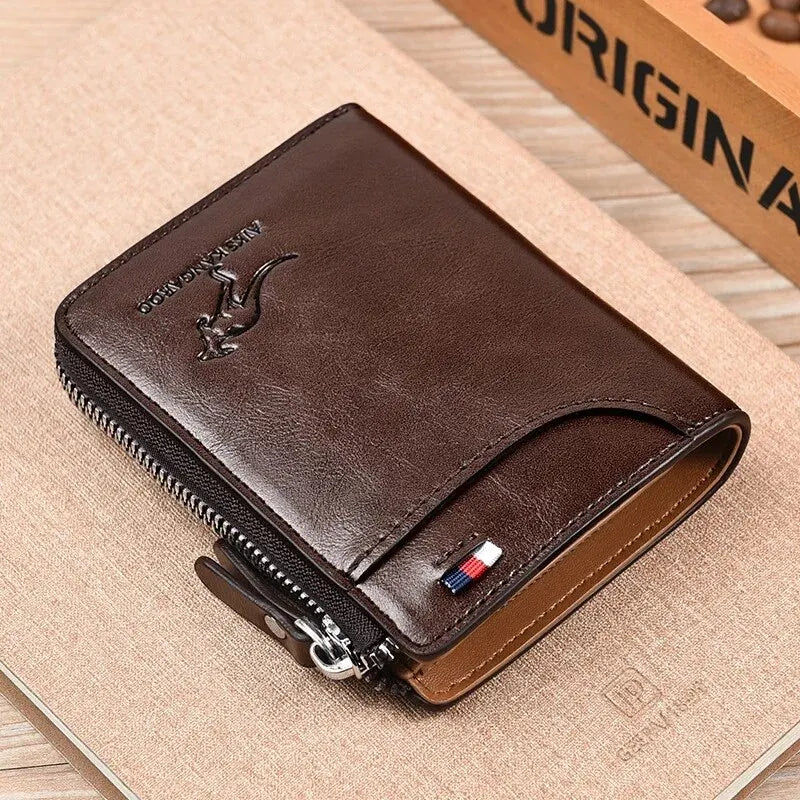 Flash sale Business Card Holder Zipper Purse Luxury Wallets for Men RFID Protection Purses Carteira Masculina Luxury