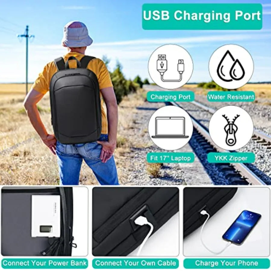 Business Backpack for Men, Slim and Expandable Waterproof Travel Laptop Backpack with USB Charger Port, Anti-Theft Lightweight-8