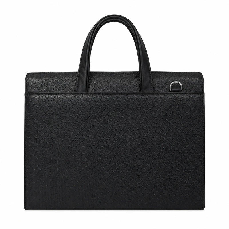 Men's Briefcase Genuine Leather Top-Handle Bags 15.6 Laptop Bag Luxury Designer Business Office Messenger Handbag Embossed Cowhide Classic Black-1