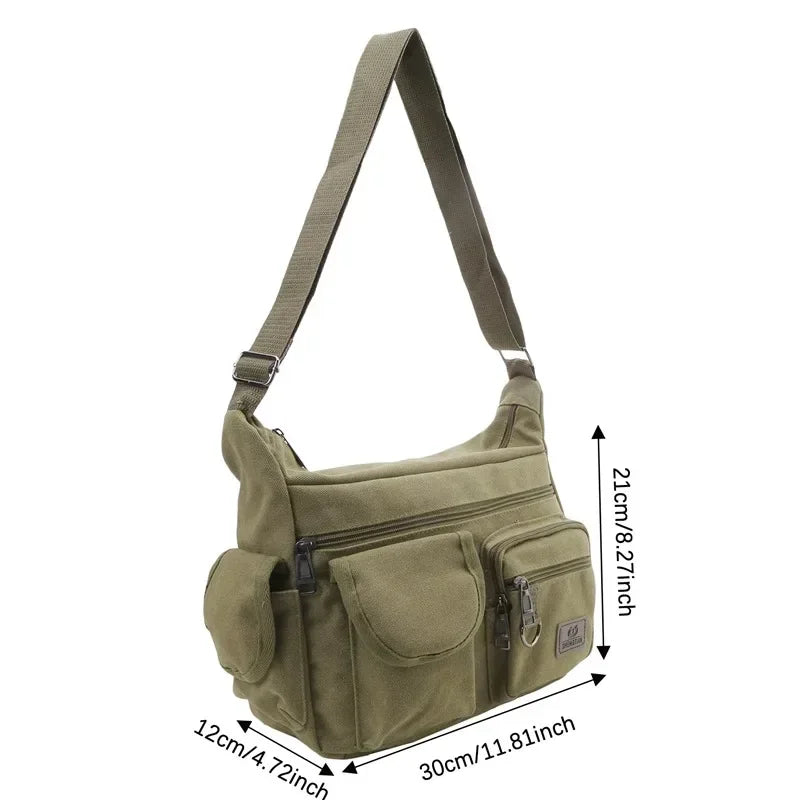 Men Casual Sling Bag Messenger Crossbody Shoulder Unisex Travel Outdoor Vintage Bags-13