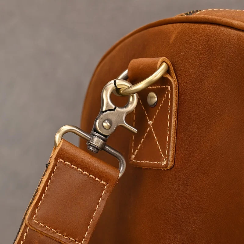 Crazy Horse Leather Real Leather Travel Bag Christmas Vacation Luggage Handbag Tote Bag Cowhide Real Leather with Shoe Compartment Travel Bag-9