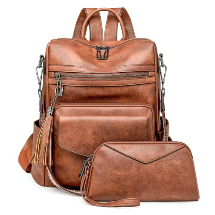 PU Leather Backpack Purse for Women Anti-theft Ladies Shoulder Bag Handbag Suitable for Work, Travel, and Daily Use Brown-7