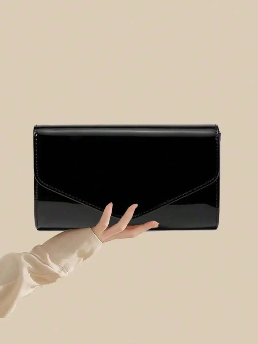 Patent PU Leather Envelope Clutch Evening Bag For Women-4